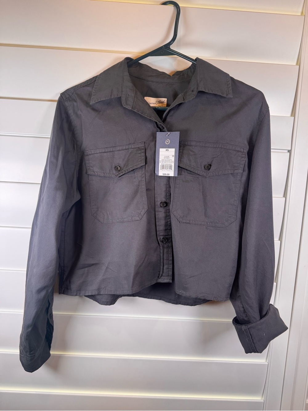 Target Women's Gray Button-Front Cropped Jean Jacket